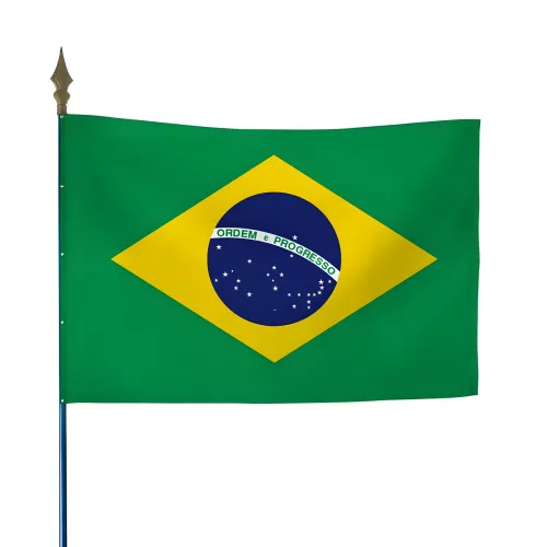 Drapeau du Brésil en maille polyester avec hampe
