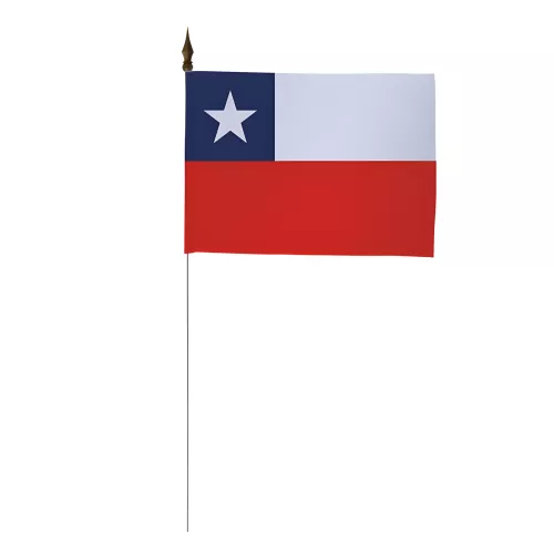 Drapeau de table Chili en polyester avec tige 25 cm