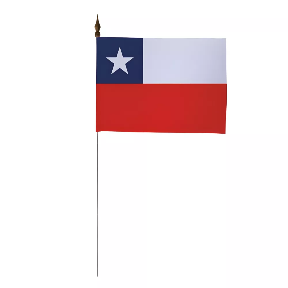 Drapeau de table Chili en polyester avec tige 25 cm Drapeau de table Chili en polyester avec tige 25 cm