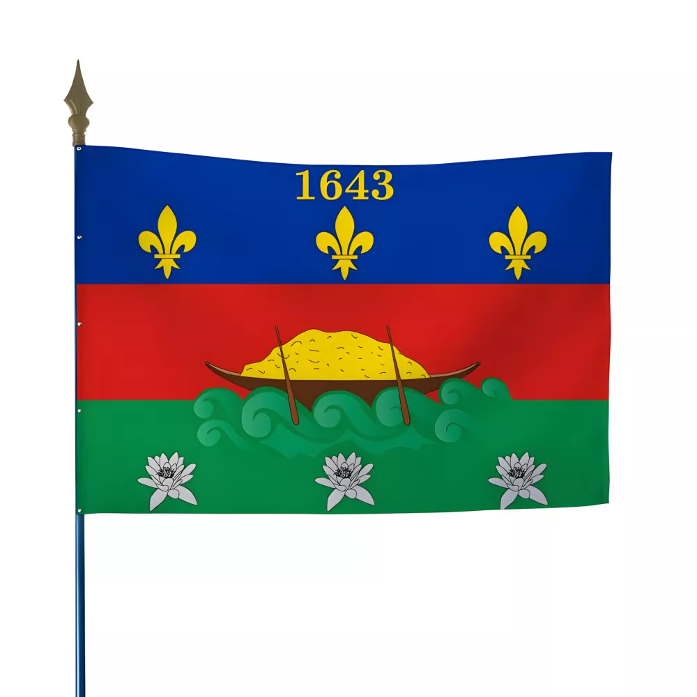 Drapeau armoiries Guyane maille polyester grand vent Drapeau armoiries Guyane maille polyester grand vent