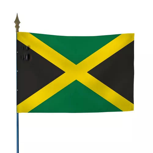 Drapeau Jamaïque en maille polyester avec hampe