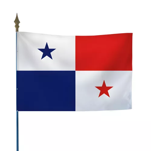 Drapeau Panama avec hampe bois et lance