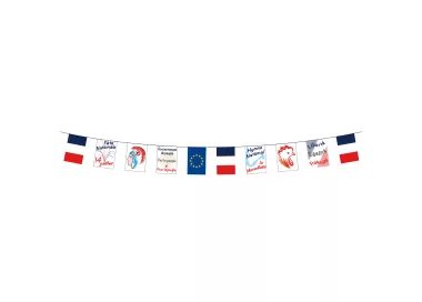 Guirlande 10 fanions symboles de la France 5 mètres