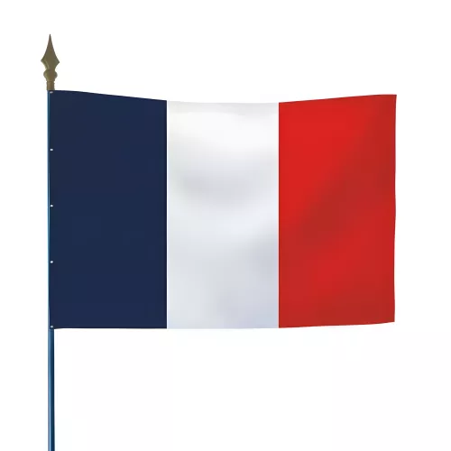 Drapeau France sur hampe en bois gainée
