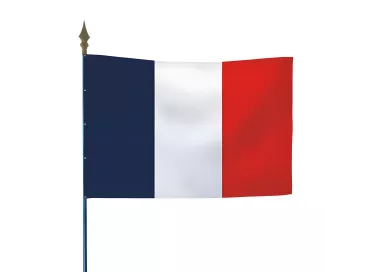 Drapeau France sur hampe en bois gainée