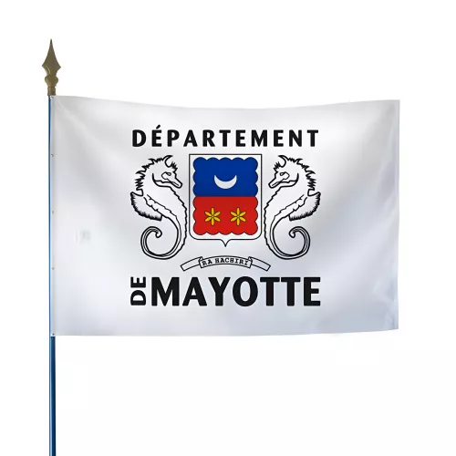 Drapeau Mayotte en maille polyester avec hampe