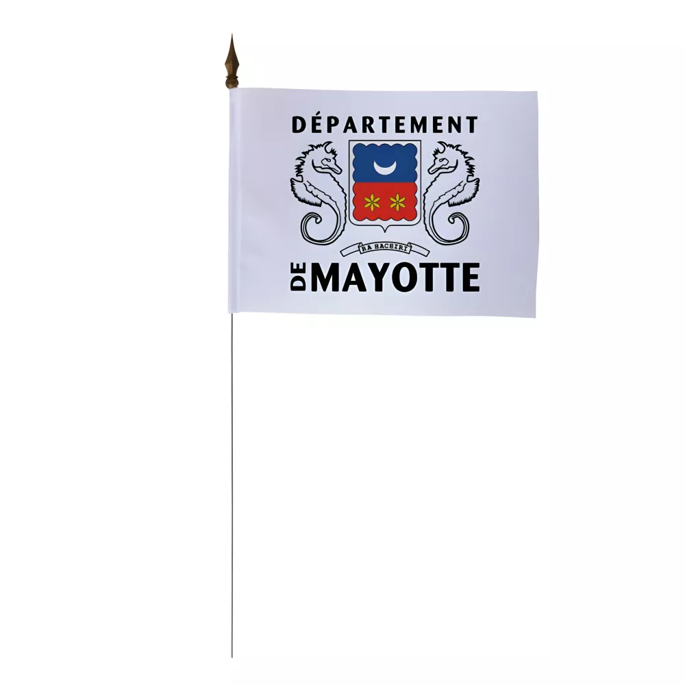 Drapeau de table Mayotte 10 x 15 cm polyester avec tige