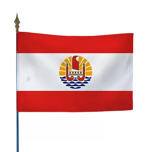 Drapeau Polynésie en maille polyester avec hampe
