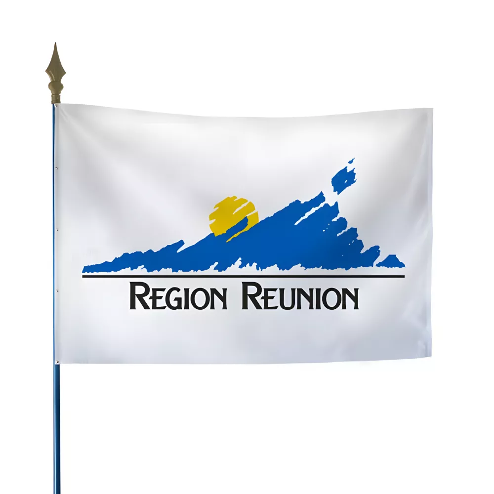 Drapeau Région Réunion en maille polyester Drapeau Région Réunion en maille polyester