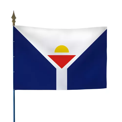 Drapeau Saint-Martin en maille polyester avec hampe