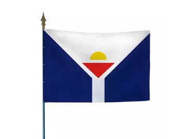 Drapeau Saint-Martin en maille polyester avec hampe