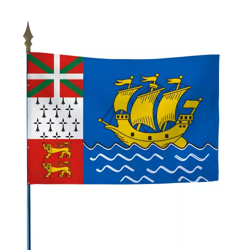 Drapeau Saint-Pierre-et-Miquelon en maille polyester 115 g/m²