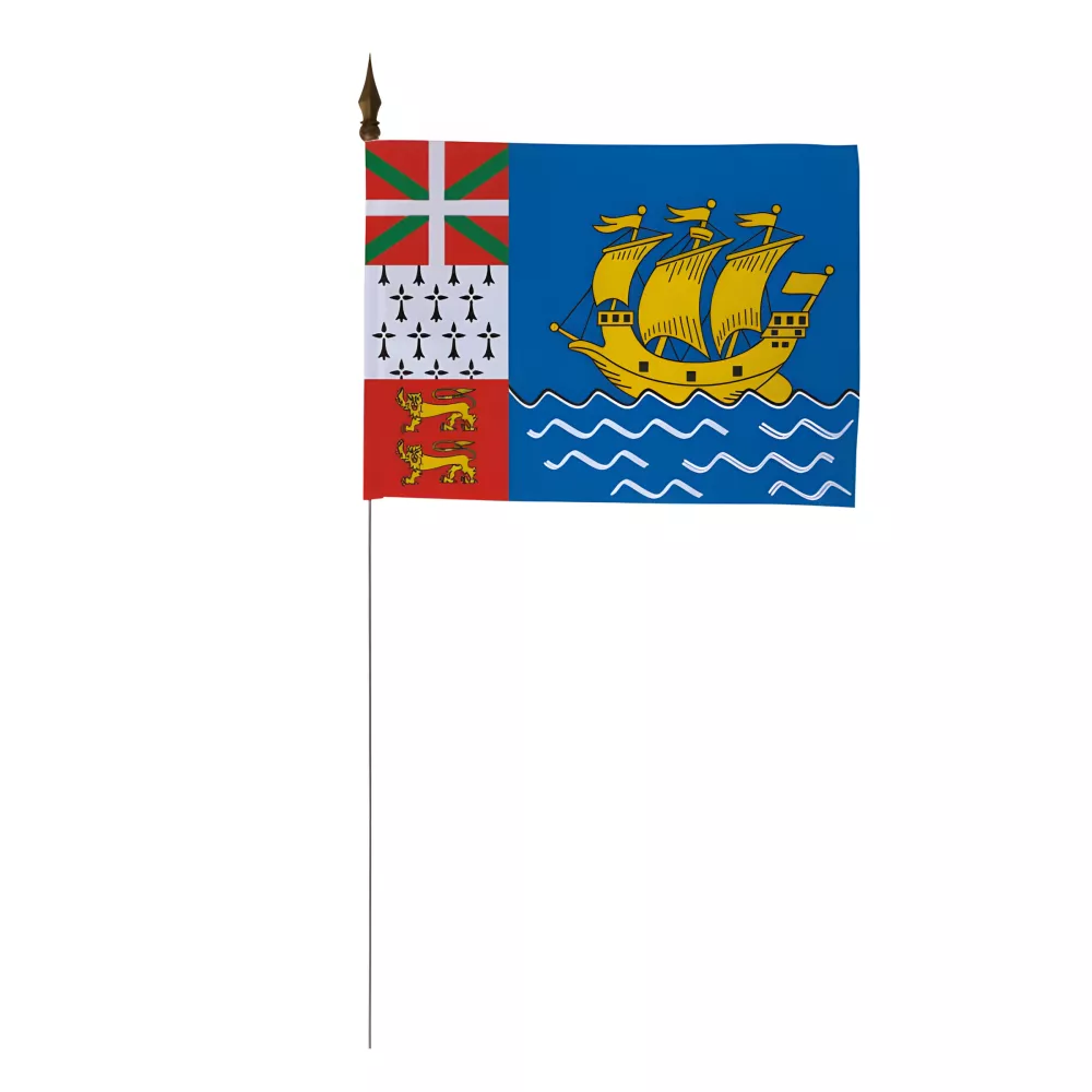 Drapeau de table Saint-Pierre-et-Miquelon 10 x 15 cm polyester