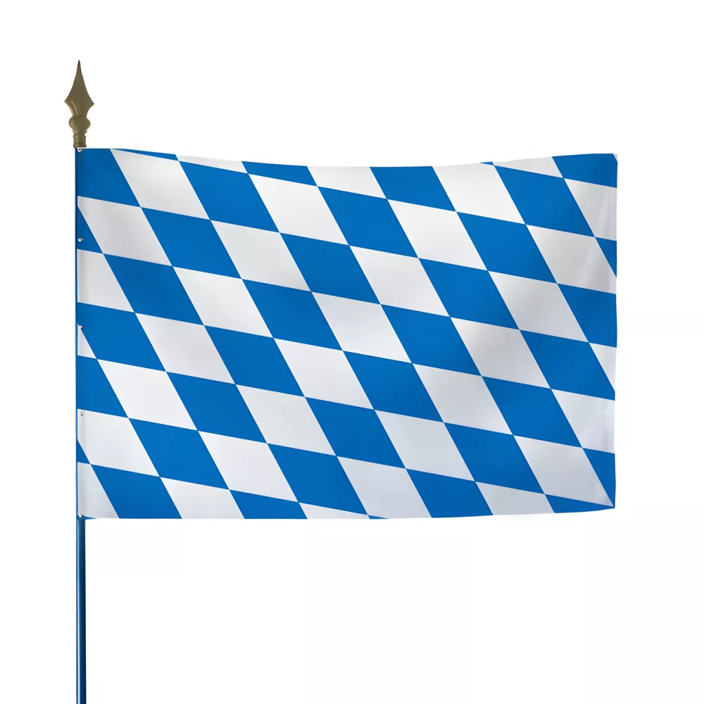 Drapeau Bavière polyester avec hampe clouée