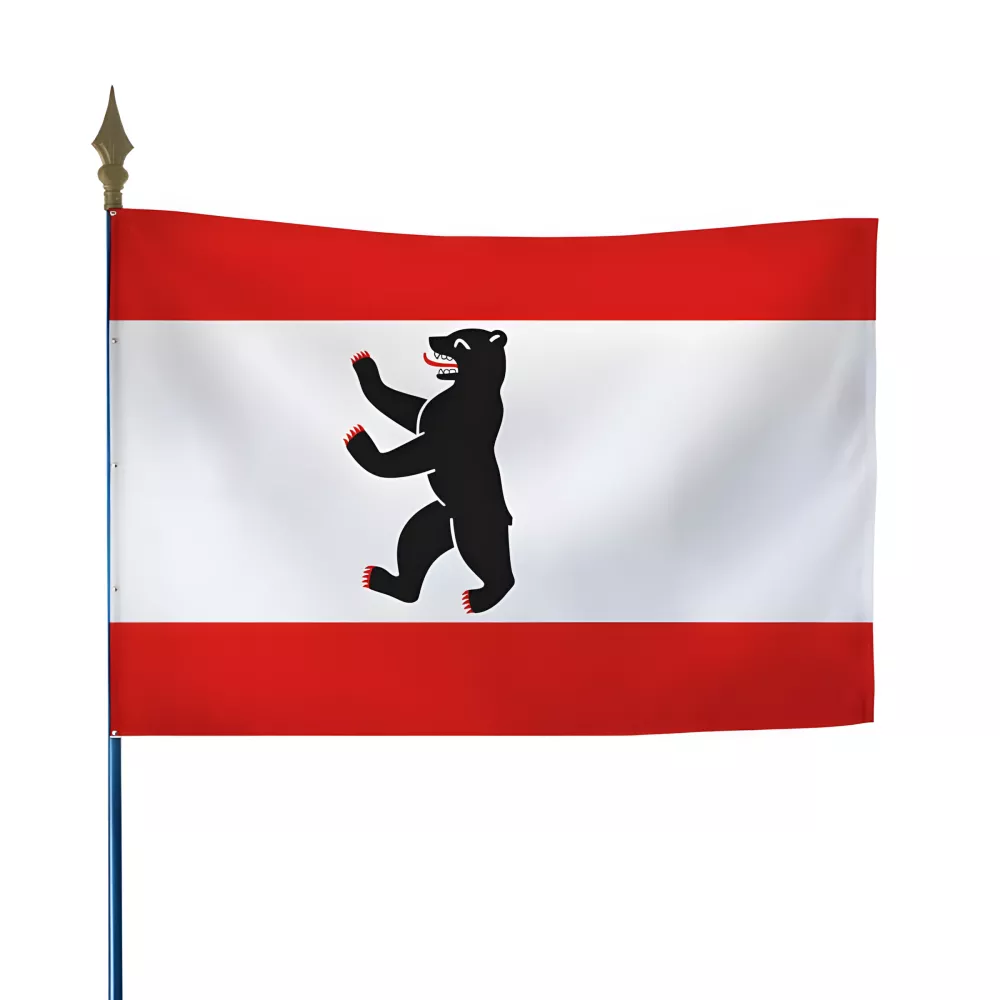 Drapeau Berlin en polyester ignifugé sur hampe Drapeau Berlin en polyester ignifugé sur hampe