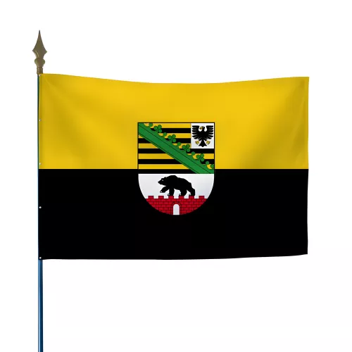 Drapeau Saxe-Anhalt en polyester ignifugé sur hampe
