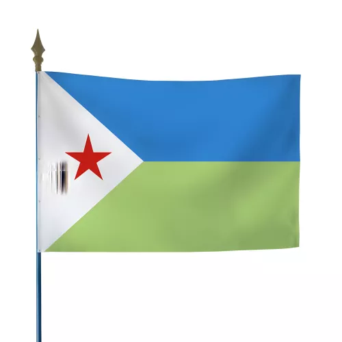 Drapeau Djibouti sur hampe en bois