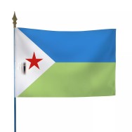 Drapeau Djibouti sur hampe en bois