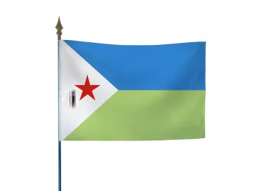 Drapeau Djibouti sur hampe en bois
