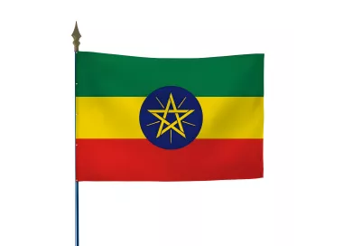 Drapeau Éthiopie en maille polyester avec hampe