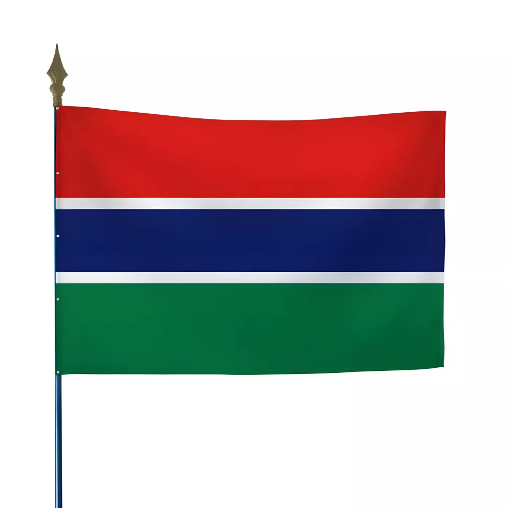 Drapeau Gambie en maille polyester avec hampe Drapeau Gambie en maille polyester avec hampe