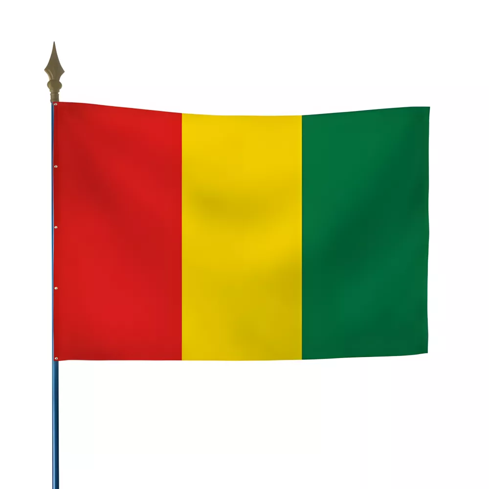 Drapeau Guinée en maille polyester avec hampe