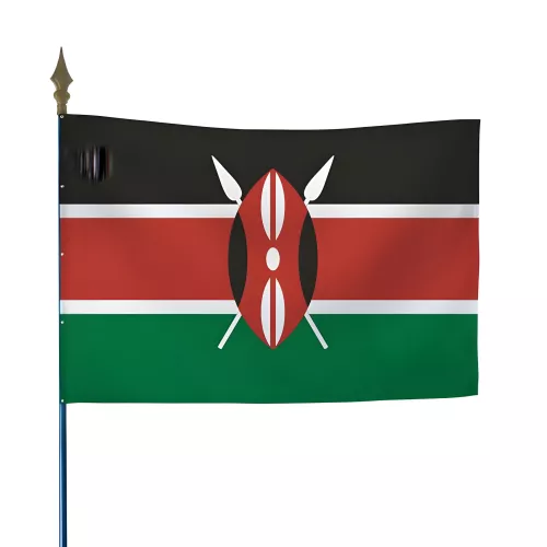 Drapeau du Kenya en maille polyester sur hampe