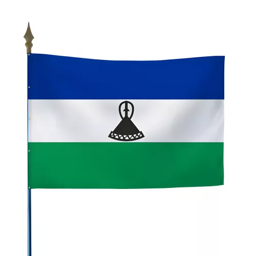 Drapeau Lesotho en maille polyester avec hampe