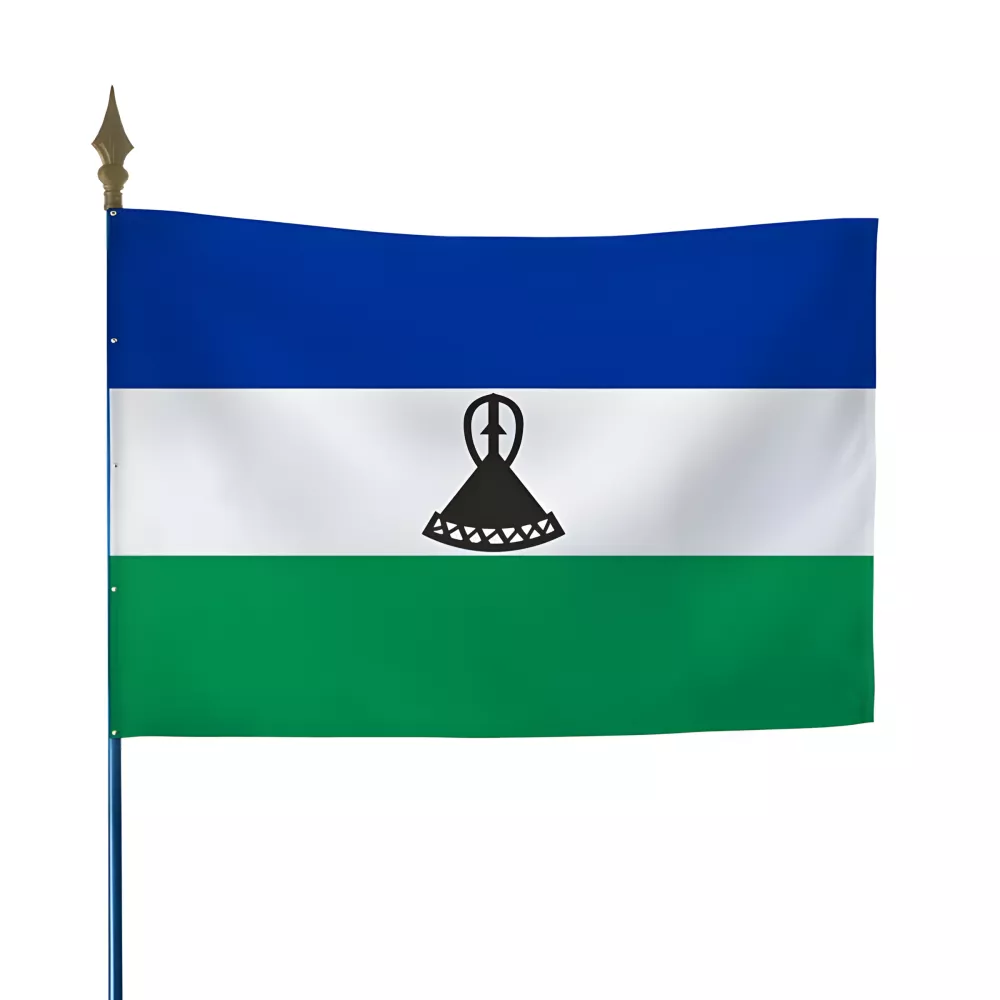 Drapeau Lesotho en maille polyester avec hampe Drapeau Lesotho en maille polyester avec hampe