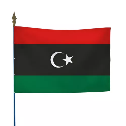 Drapeau Libye en maille polyester avec hampe