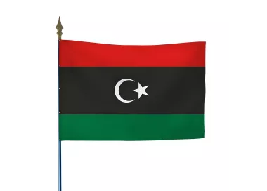 Drapeau Libye en maille polyester avec hampe