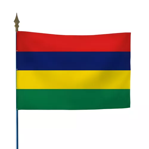 Drapeau Île Maurice en maille polyester avec hampe