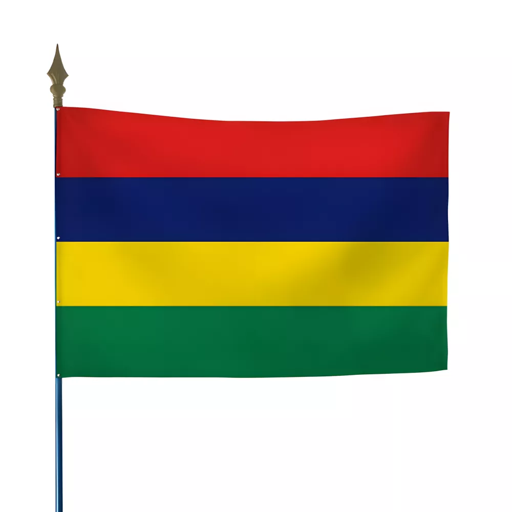Drapeau Île Maurice en maille polyester avec hampe Drapeau Île Maurice en maille polyester avec hampe