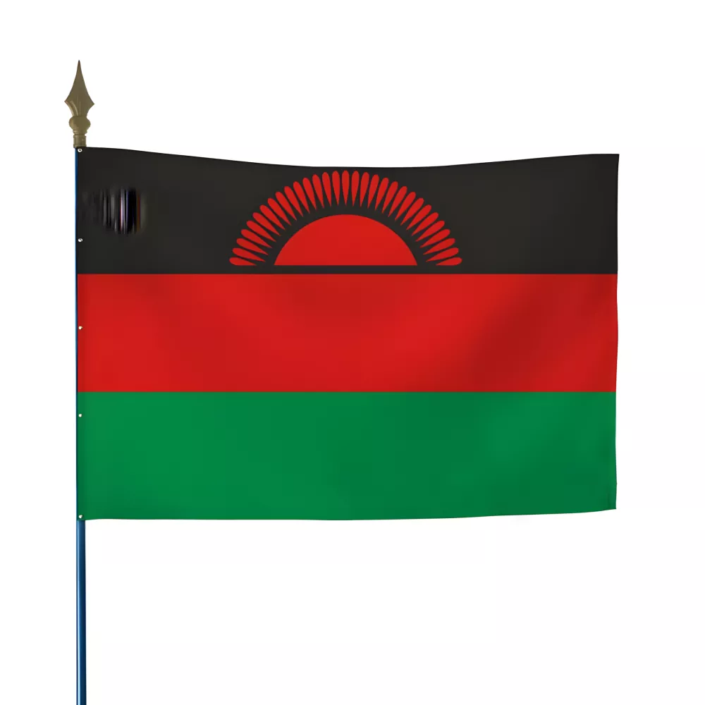 Drapeau Malawi en maille polyester avec hampe Drapeau Malawi en maille polyester avec hampe