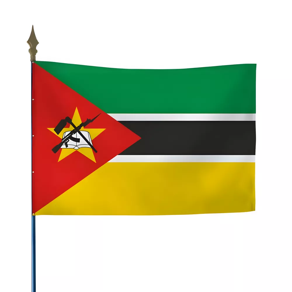 Drapeau Mozambique en maille polyester avec hampe Drapeau Mozambique en maille polyester avec hampe