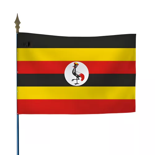 Drapeau Ouganda sur hampe polyester intérieur extérieur