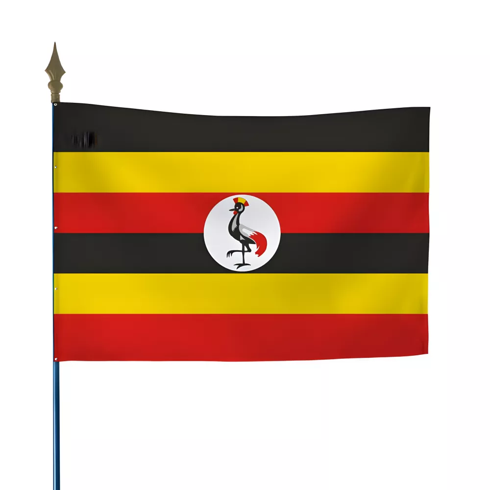 Drapeau Ouganda sur hampe polyester intérieur extérieur Drapeau Ouganda sur hampe polyester intérieur extérieur