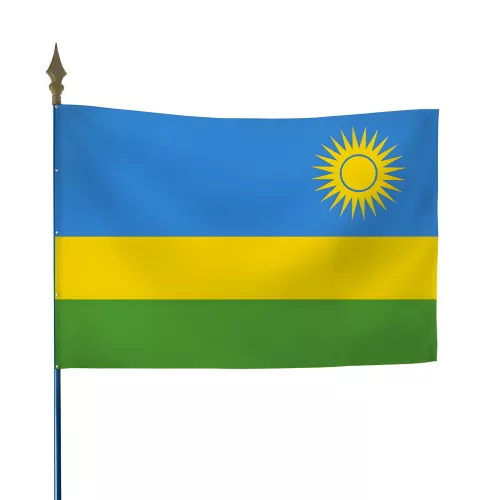 Drapeau Rwanda en polyester ignifugé avec hampe