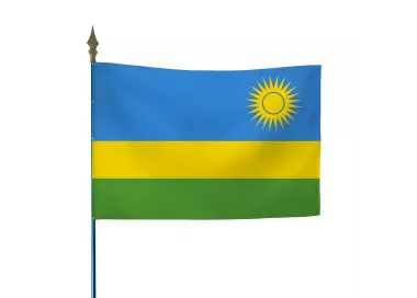 Drapeau Rwanda en polyester ignifugé avec hampe