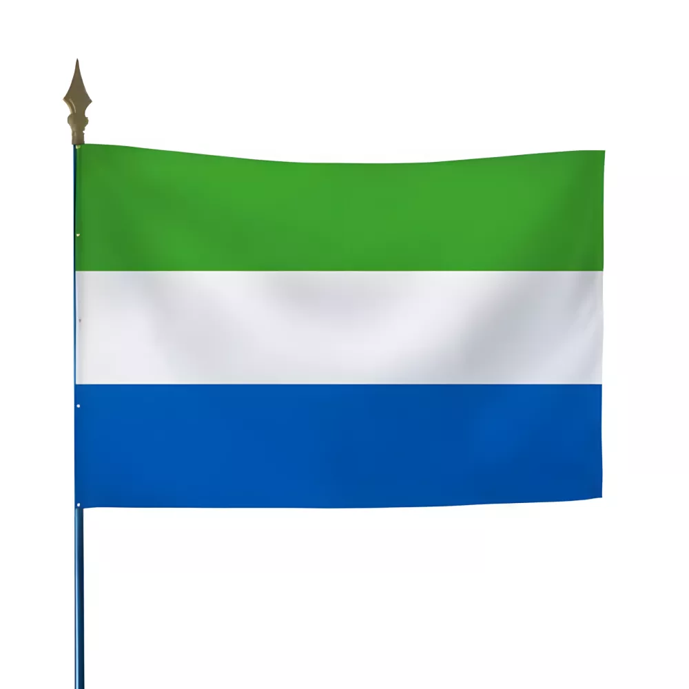 Drapeau Sierra Leone en polyester avec hampe