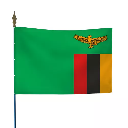 Drapeau Zambie en polyester avec hampe