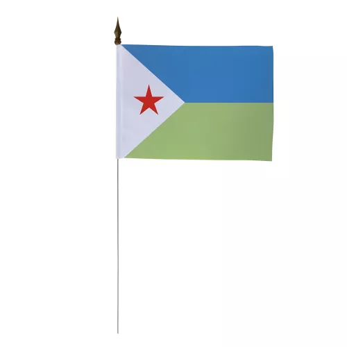 Drapeau de table Djibouti 10 x 15 cm avec tige métal