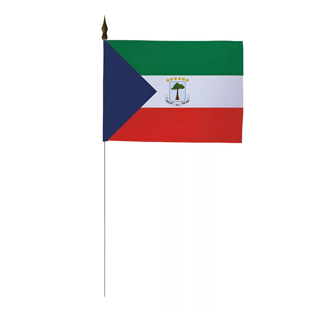 Drapeau de table Guinée Équatoriale 10 x 15 cm polyester Drapeau de table Guinée Équatoriale 10 x 15 cm polyester