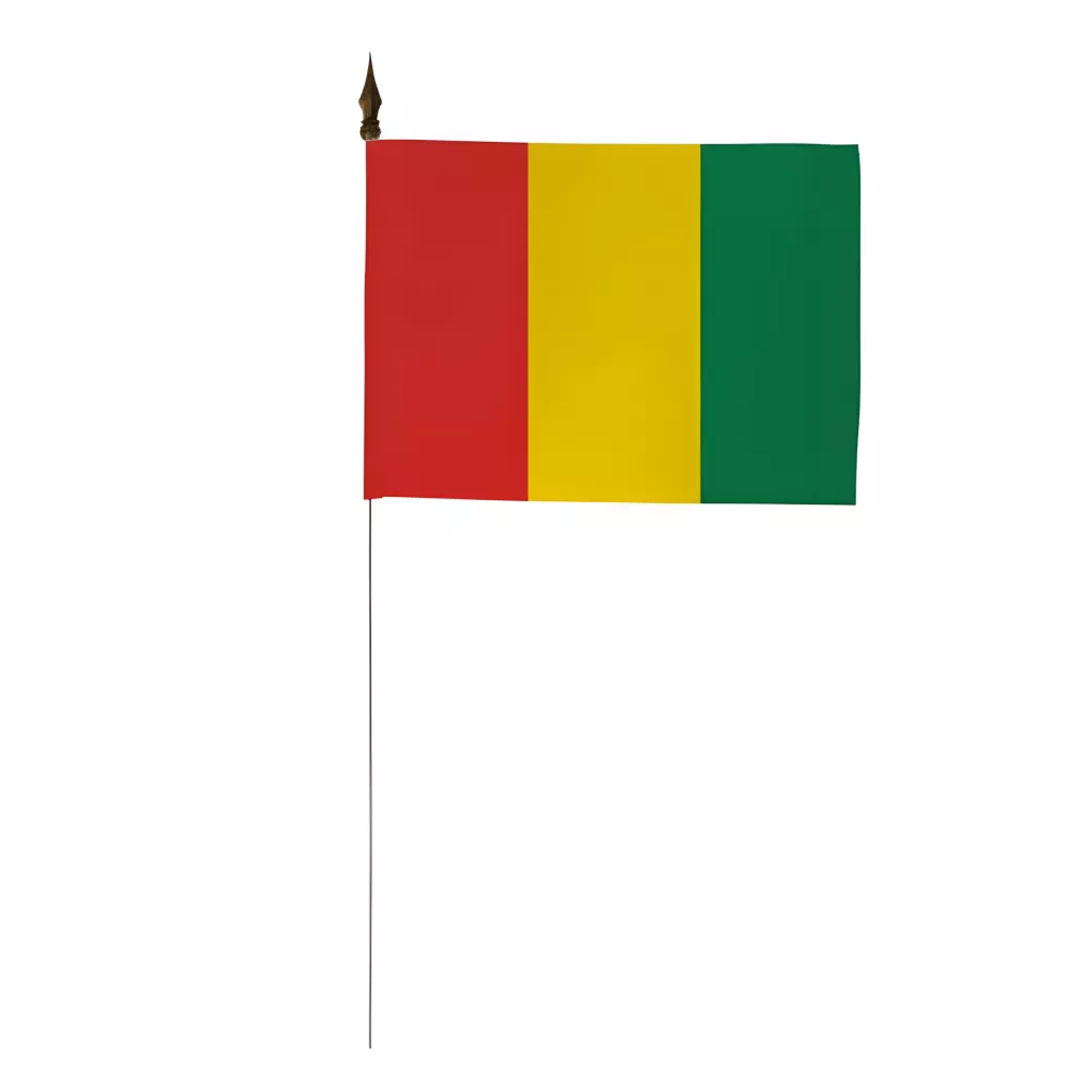 Drapeau de table Guinée 10 x 15 cm avec tige métallique
