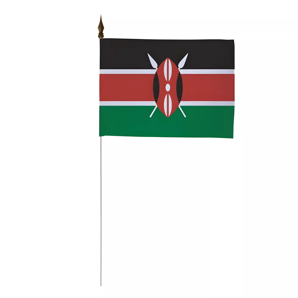 Drapeau de table Kenya 10 x 15 cm polyester avec tige métal