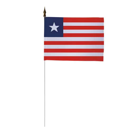 Drapeau de table Liberia 10 x 15 cm polyester avec tige métal