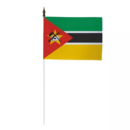 Drapeau de table Mozambique 10 x 15 cm polyester avec tige