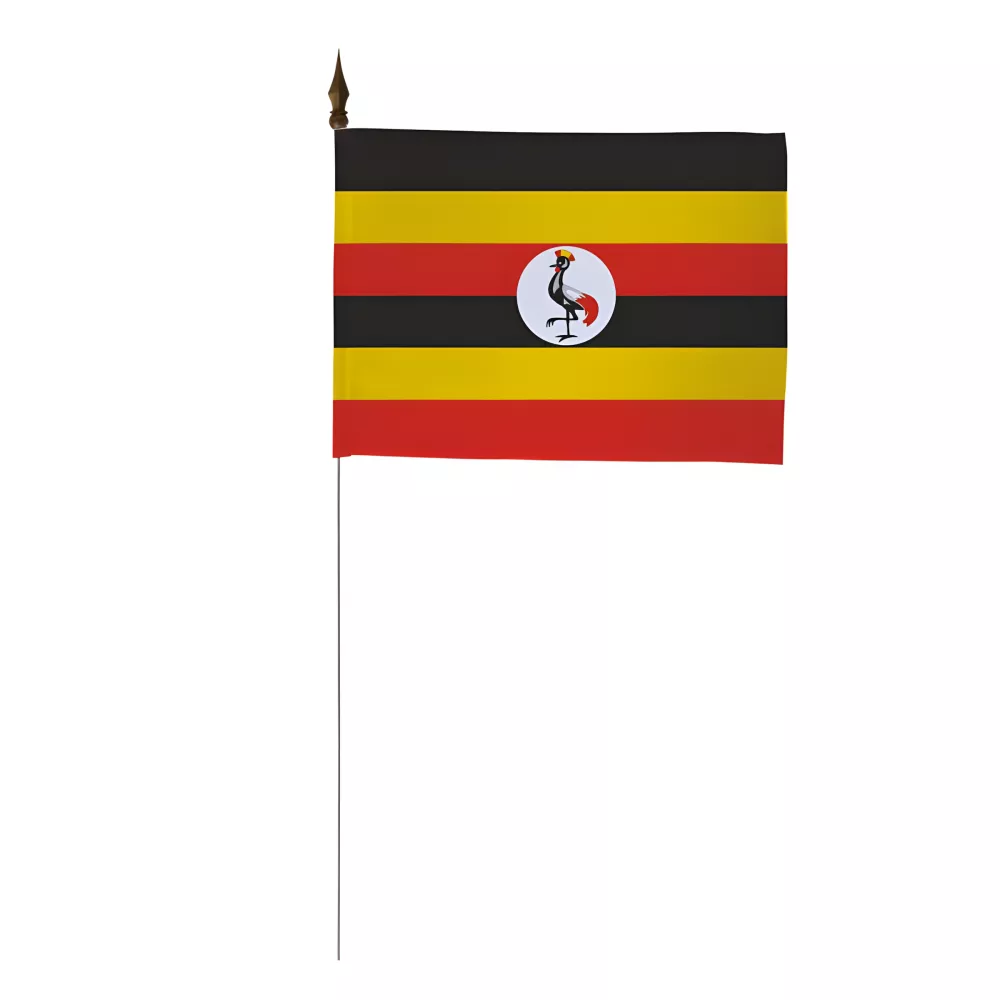 Drapeau de table Ouganda 10 x 15 cm polyester avec tige Drapeau de table Ouganda 10 x 15 cm polyester avec tige