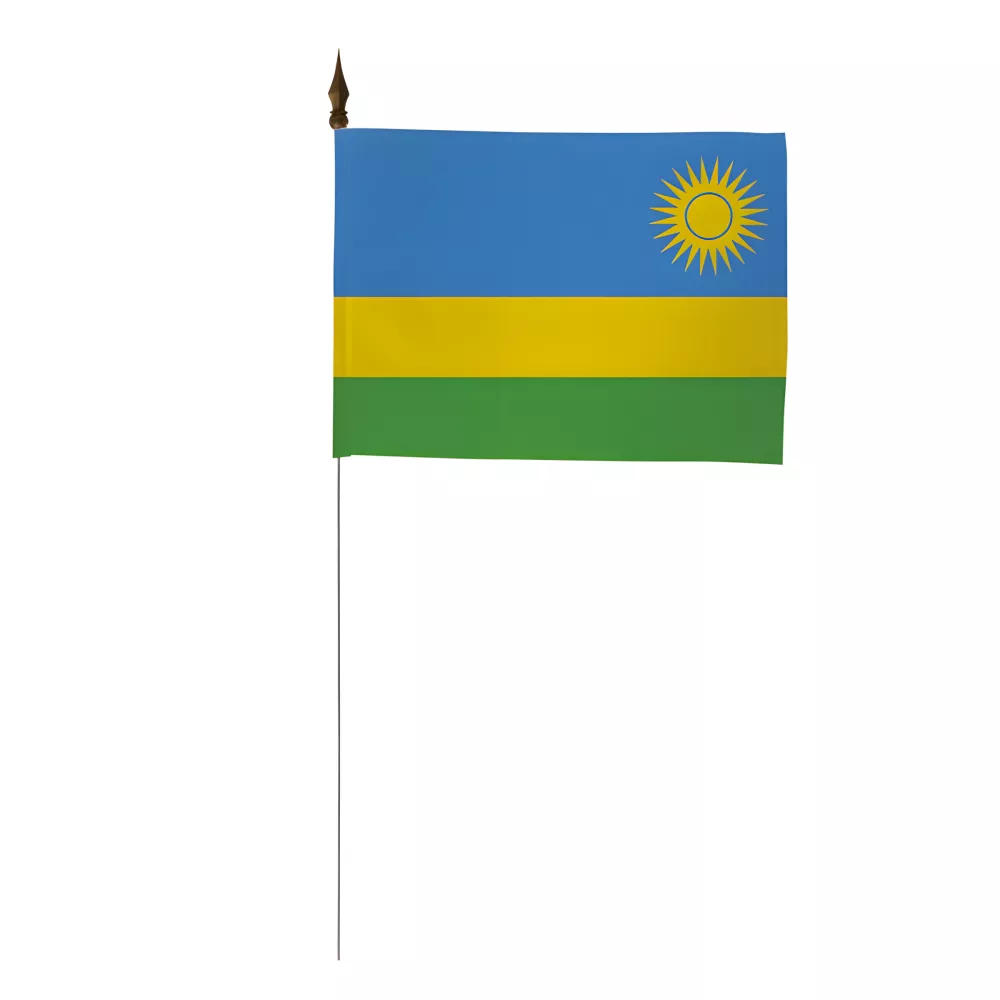 Drapeau de table Rwanda 10 x 15 cm avec tige métal