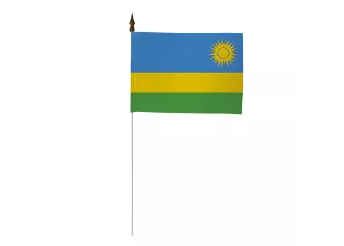 Drapeau de table Rwanda 10 x 15 cm avec tige métal
